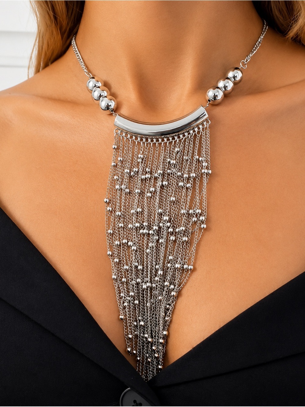 Luxury Chain Fringe Statement Necklace